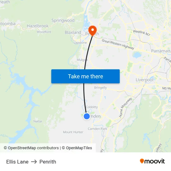 Ellis Lane to Penrith map