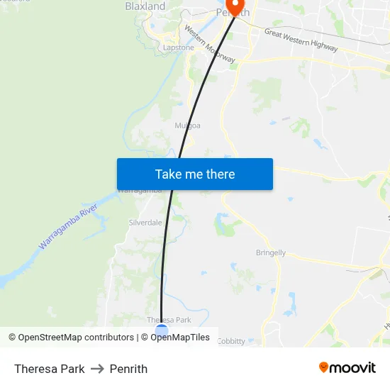 Theresa Park to Penrith map