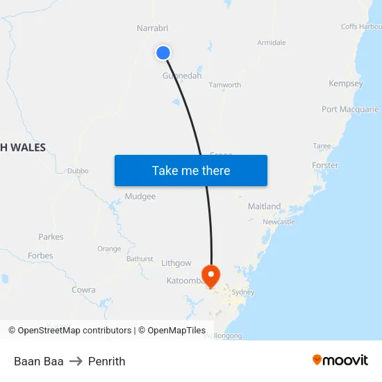 Baan Baa to Penrith map