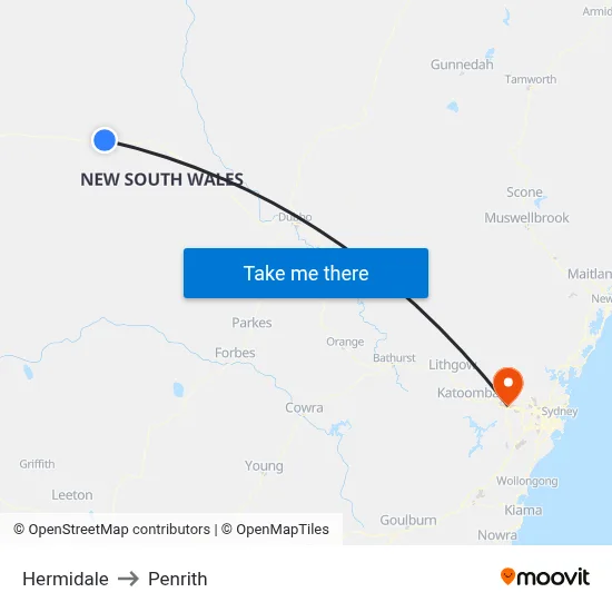 Hermidale to Penrith map