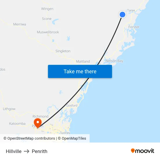 Hillville to Penrith map