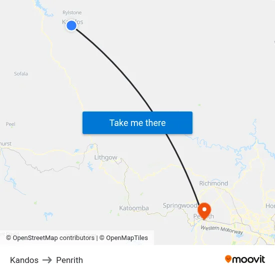 Kandos to Penrith map