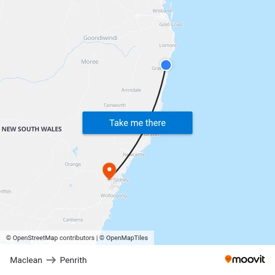 Maclean to Penrith map