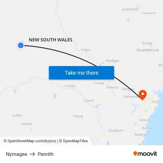 Nymagee to Penrith map