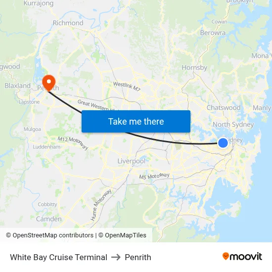 White Bay Cruise Terminal to Penrith map