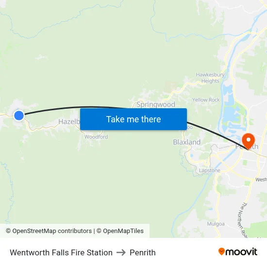 Wentworth Falls Fire Station to Penrith map