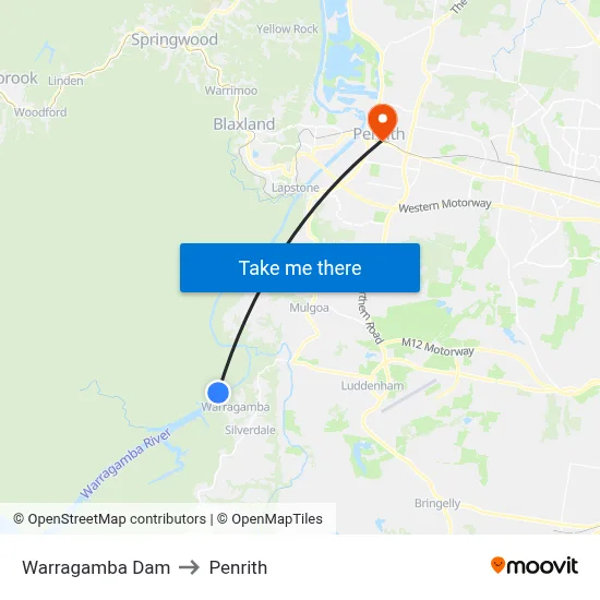 Warragamba Dam to Penrith map