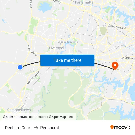 Denham Court to Penshurst map