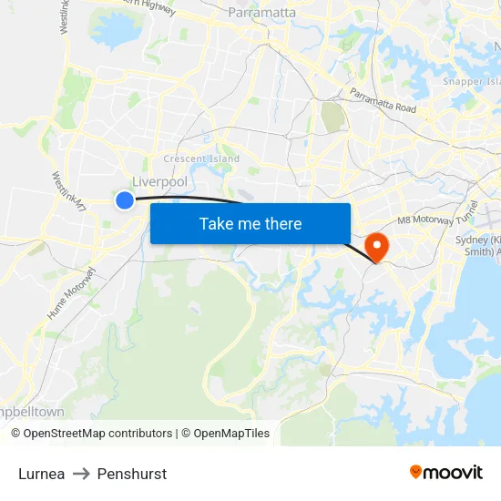 Lurnea to Penshurst map