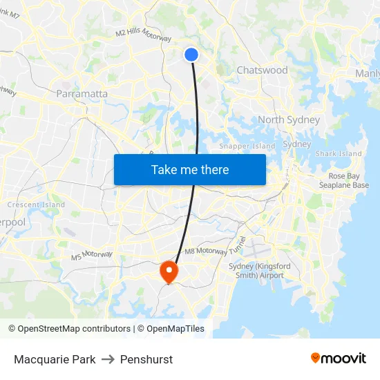 Macquarie Park to Penshurst map