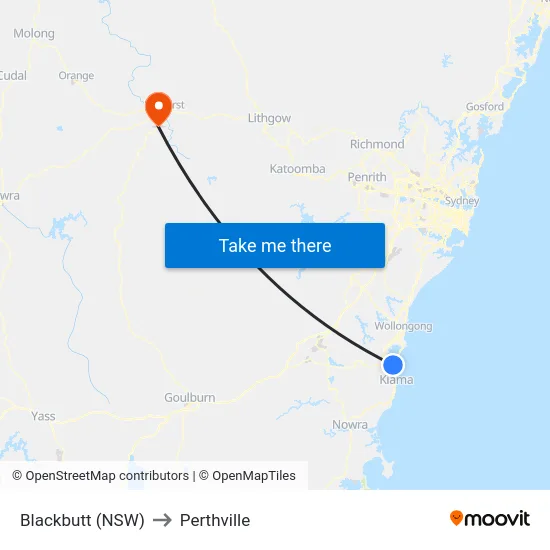 Blackbutt (NSW) to Perthville map