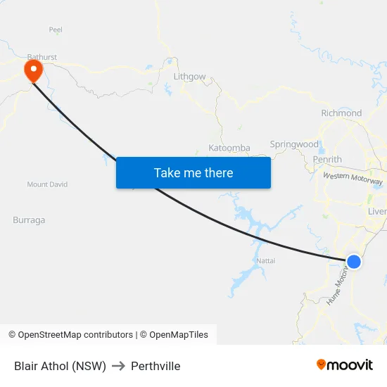 Blair Athol (NSW) to Perthville map