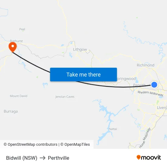Bidwill (NSW) to Perthville map