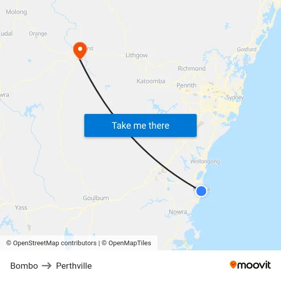 Bombo to Perthville map
