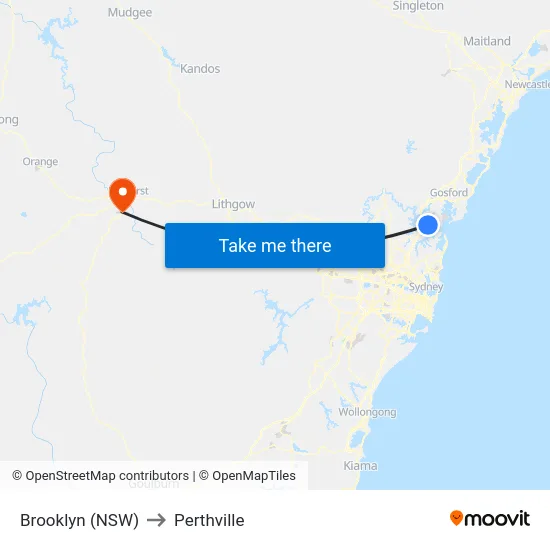 Brooklyn (NSW) to Perthville map