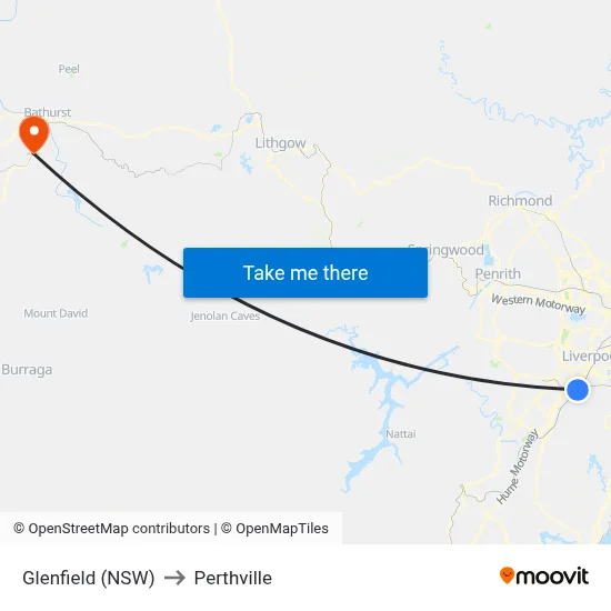 Glenfield (NSW) to Perthville map