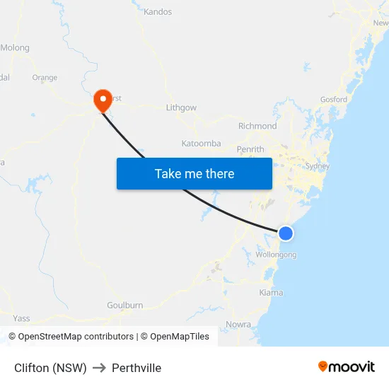 Clifton (NSW) to Perthville map