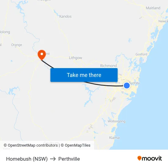 Homebush (NSW) to Perthville map