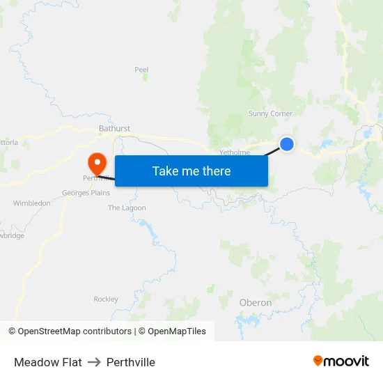 Meadow Flat to Perthville map