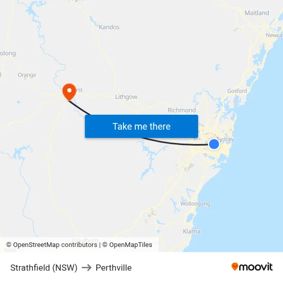 Strathfield (NSW) to Perthville map