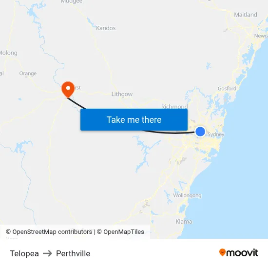 Telopea to Perthville map