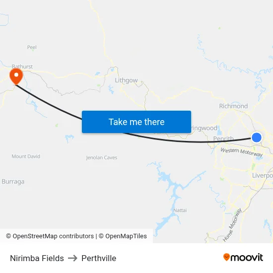 Nirimba Fields to Perthville map