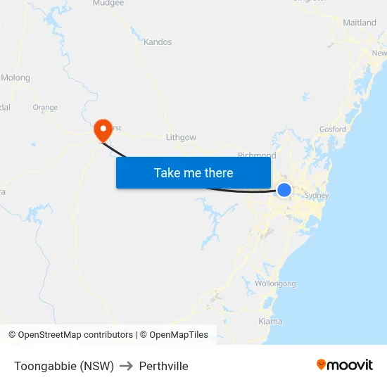 Toongabbie (NSW) to Perthville map