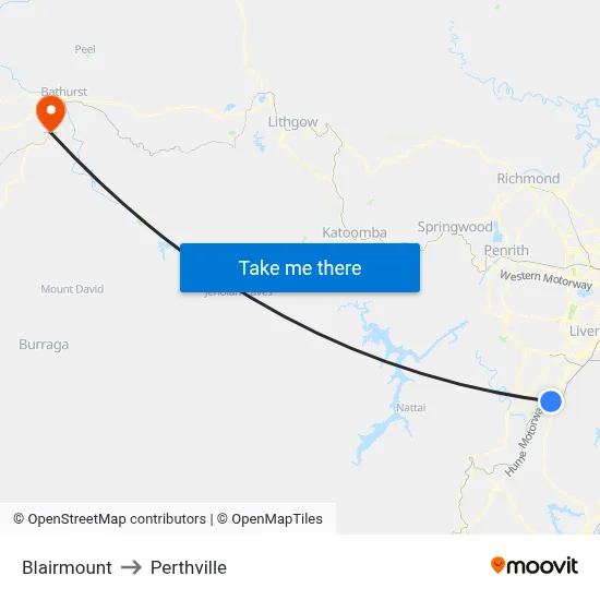Blairmount to Perthville map
