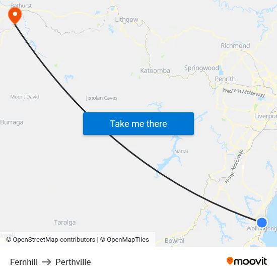 Fernhill to Perthville map