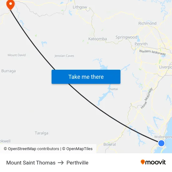 Mount Saint Thomas to Perthville map