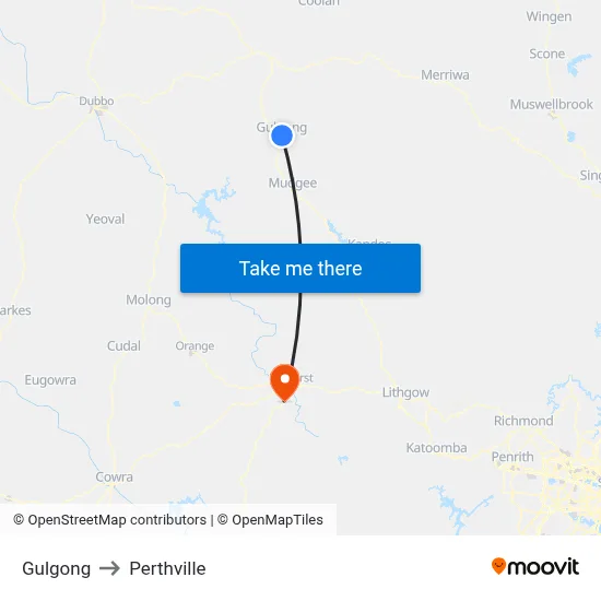 Gulgong to Perthville map