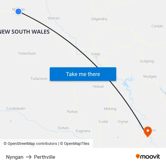Nyngan to Perthville map