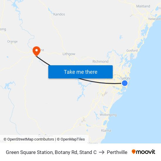 Green Square Station, Botany Rd, Stand C to Perthville map