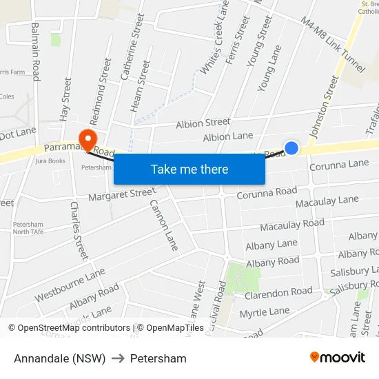 Annandale (NSW) to Petersham map