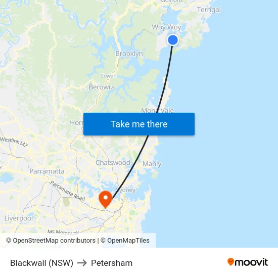 Blackwall (NSW) to Petersham map