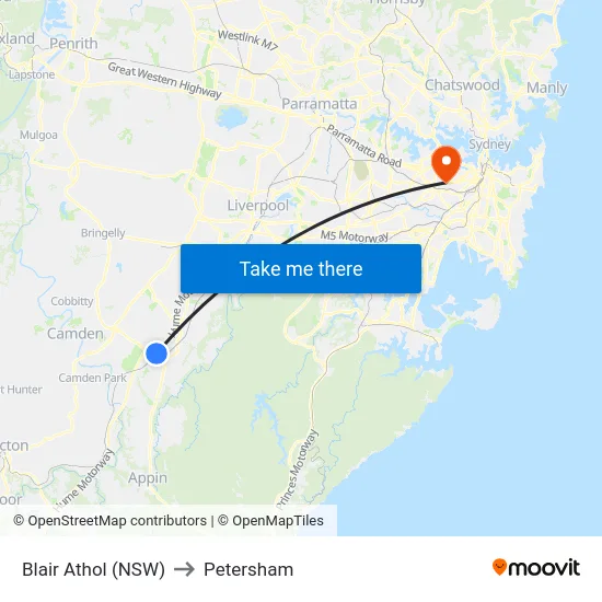 Blair Athol (NSW) to Petersham map