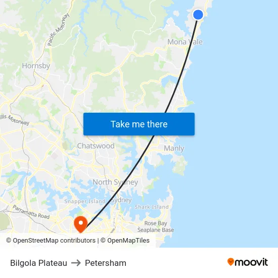 Bilgola Plateau to Petersham map