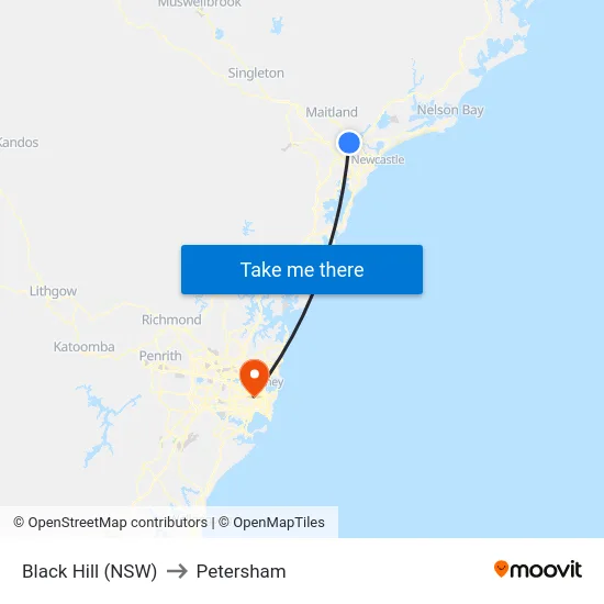Black Hill (NSW) to Petersham map