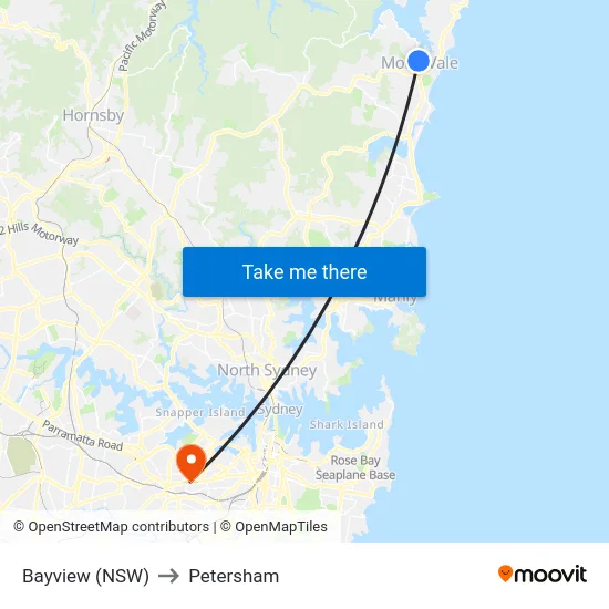 Bayview (NSW) to Petersham map