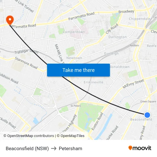 Beaconsfield (NSW) to Petersham map
