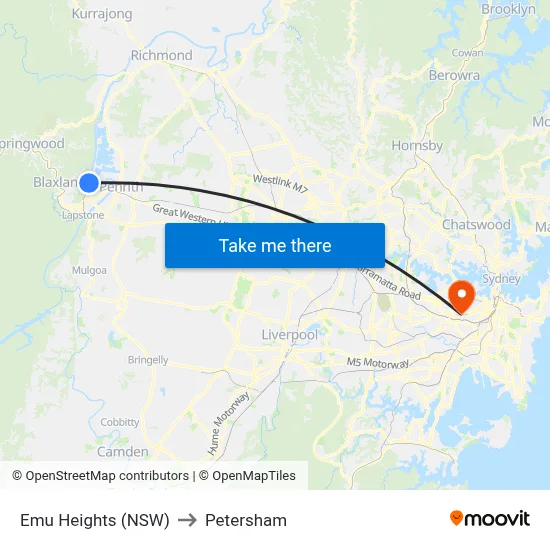 Emu Heights (NSW) to Petersham map