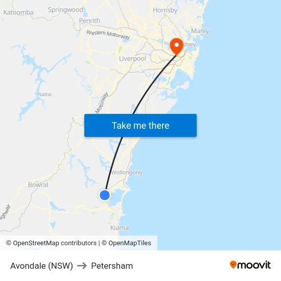 Avondale (NSW) to Petersham map