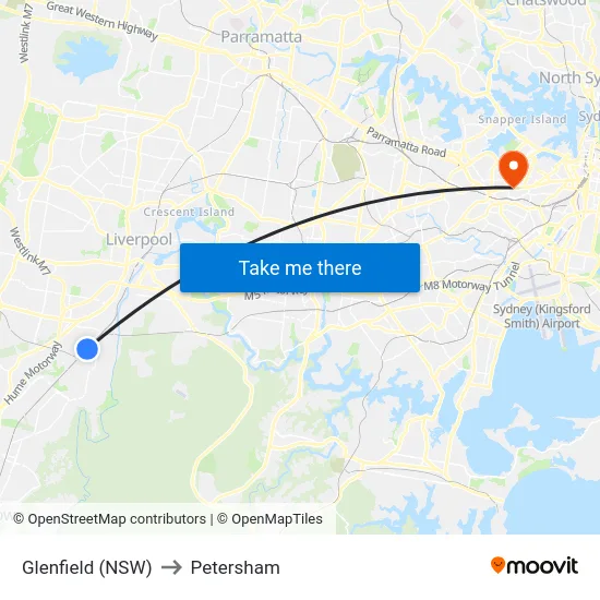 Glenfield (NSW) to Petersham map