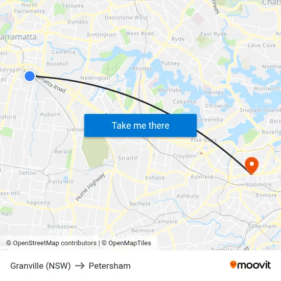 Granville (NSW) to Petersham map