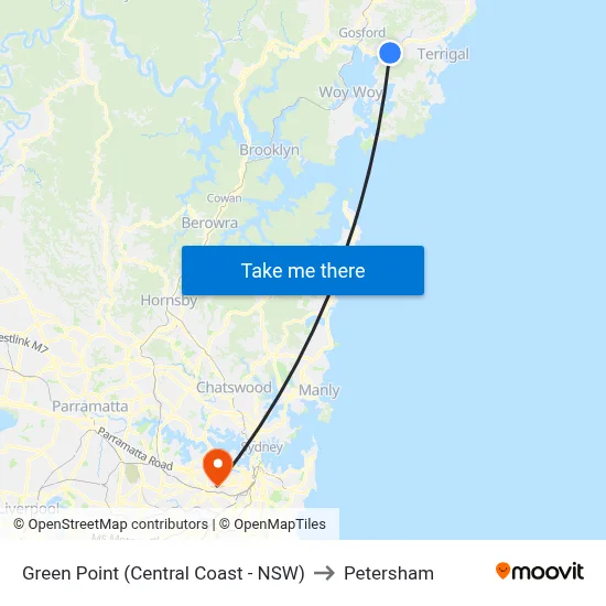 Green Point (Central Coast - NSW) to Petersham map