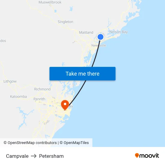 Campvale to Petersham map