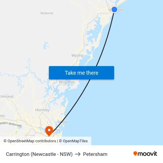 Carrington (Newcastle - NSW) to Petersham map