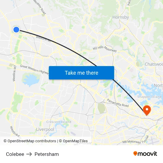 Colebee to Petersham map