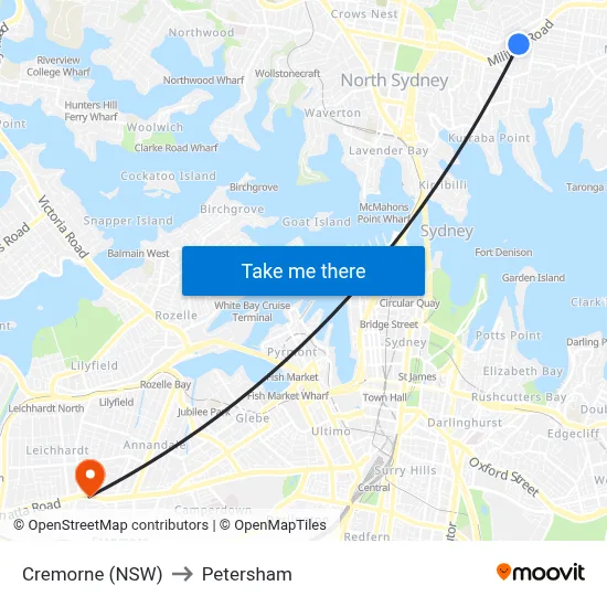 Cremorne (NSW) to Petersham map