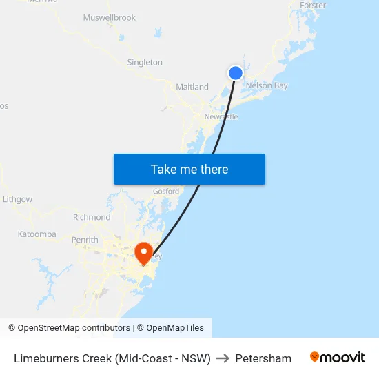 Limeburners Creek (Mid-Coast - NSW) to Petersham map